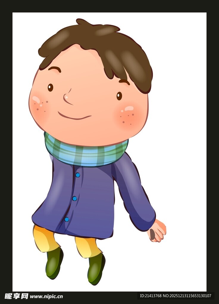 穿冬装的可爱小男孩