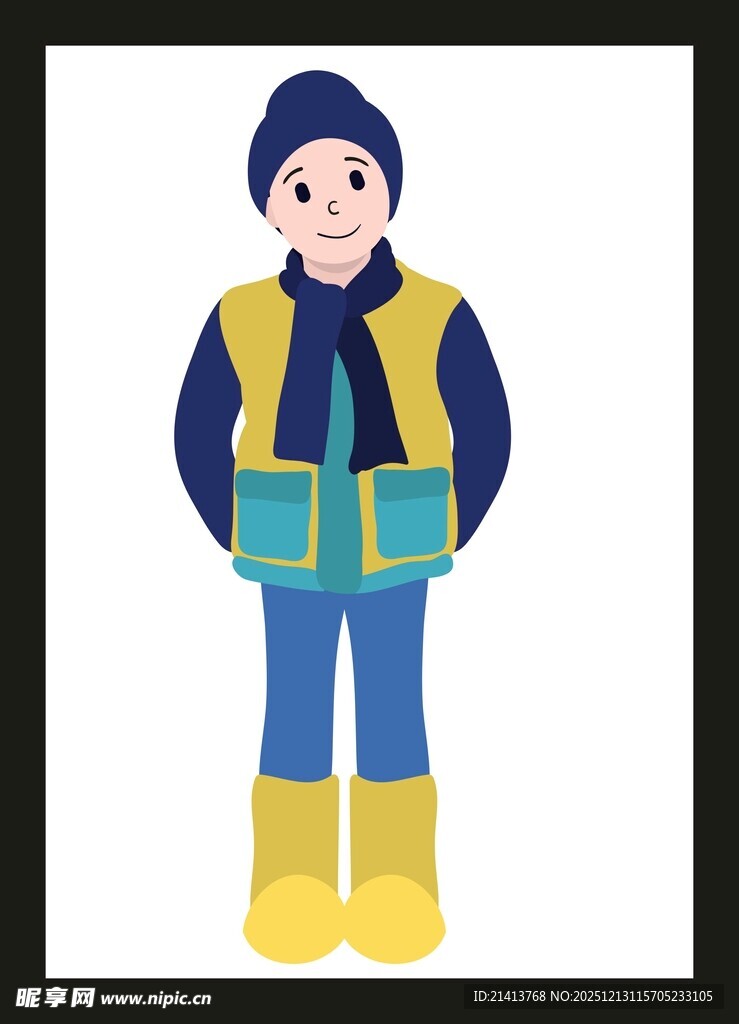 穿着冬装的可爱卡通人物