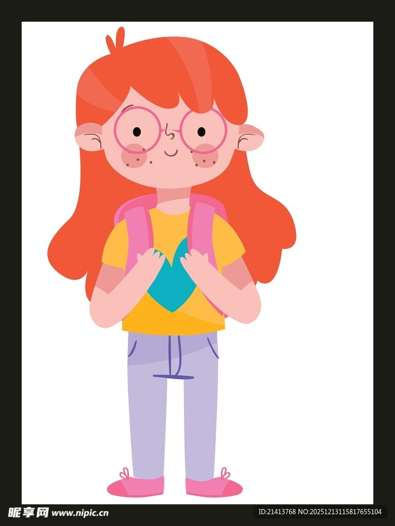 红发戴眼镜的可爱女孩