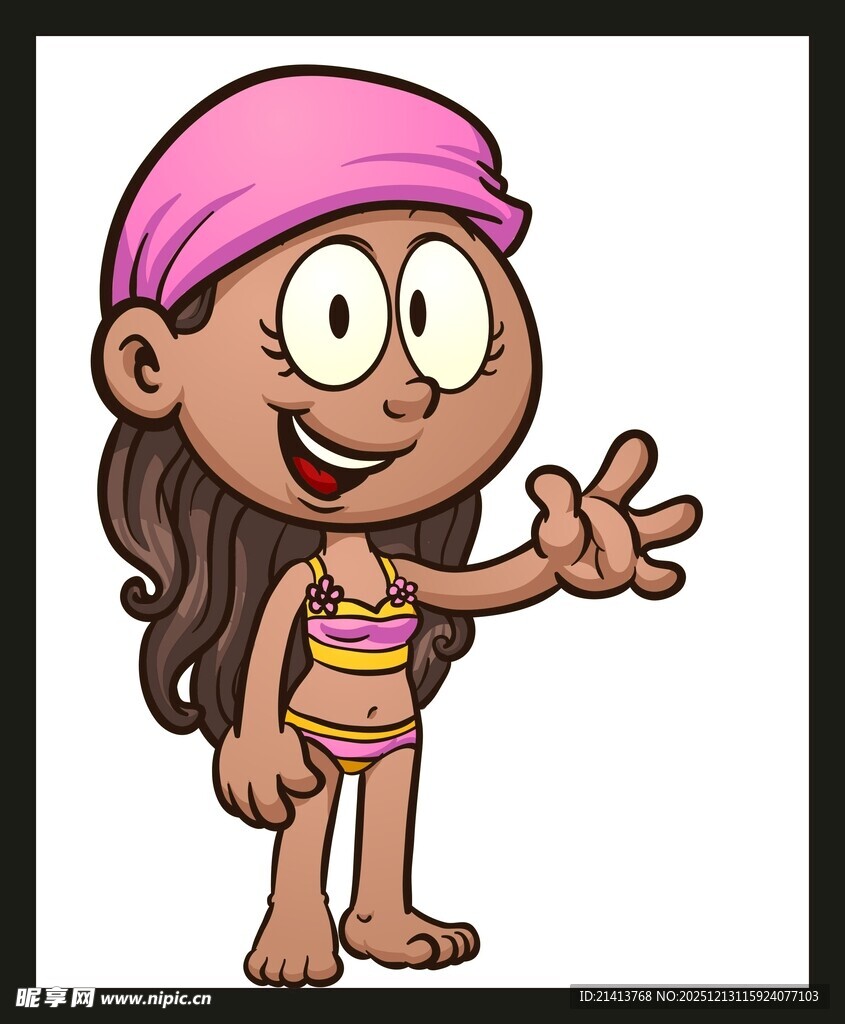 穿泳衣的快乐小女孩