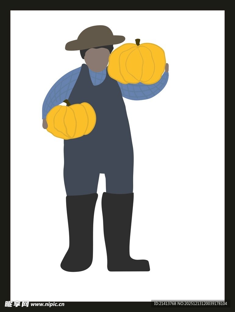 手持农具的农夫形象