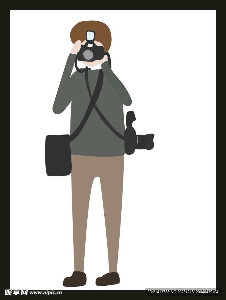 戴帽摄影师专注拍摄