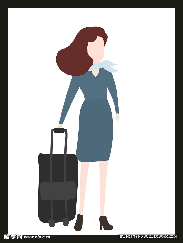 商务女性拖着行李箱出行