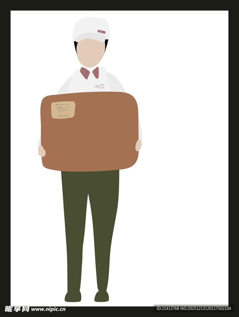 快递员手持包裹形象