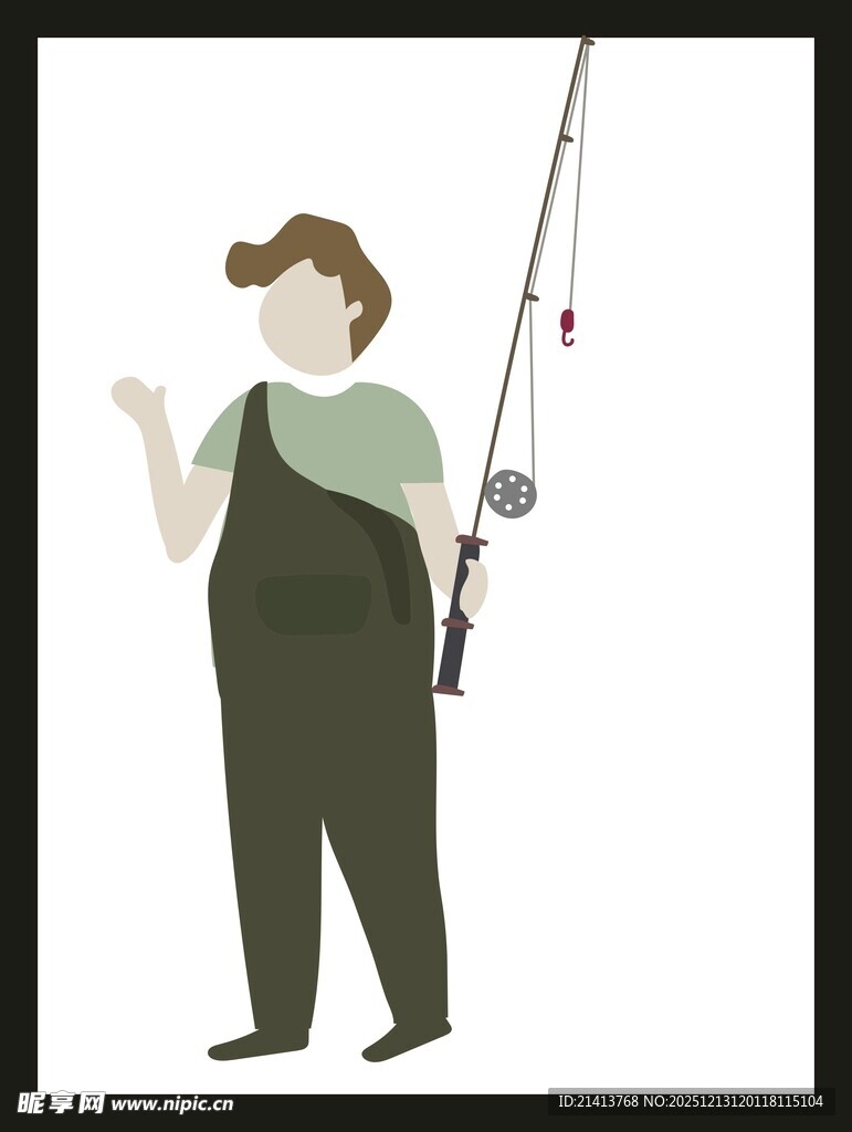 男子背鱼竿准备去钓鱼