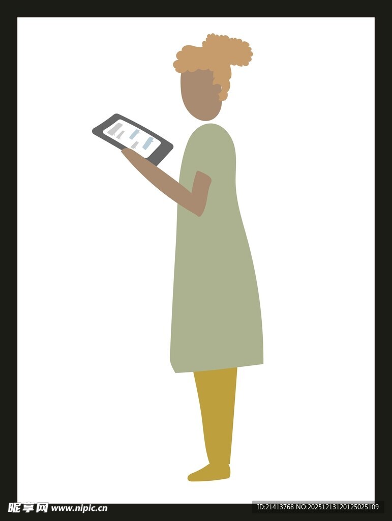 手持平板的女性形象