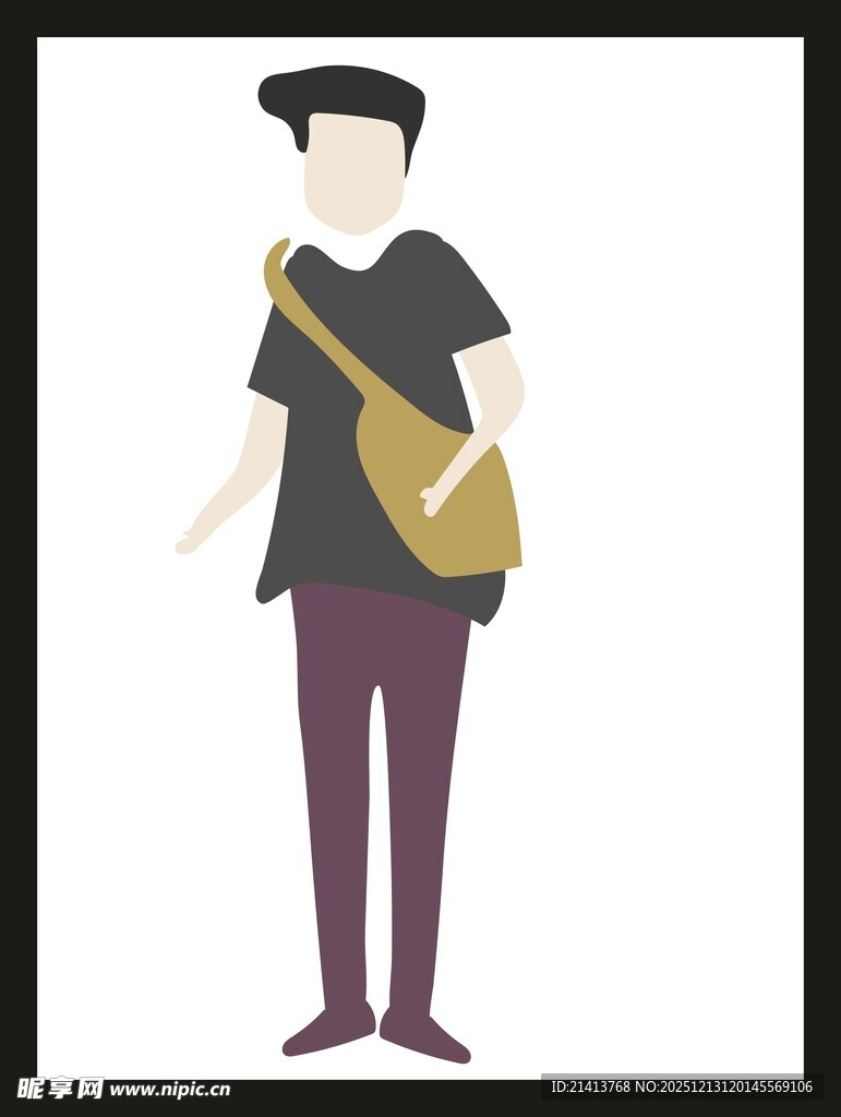 背着吉他的时尚男子