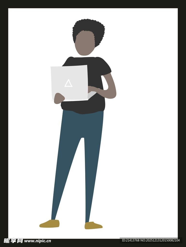 手持纸张的时尚人物形象