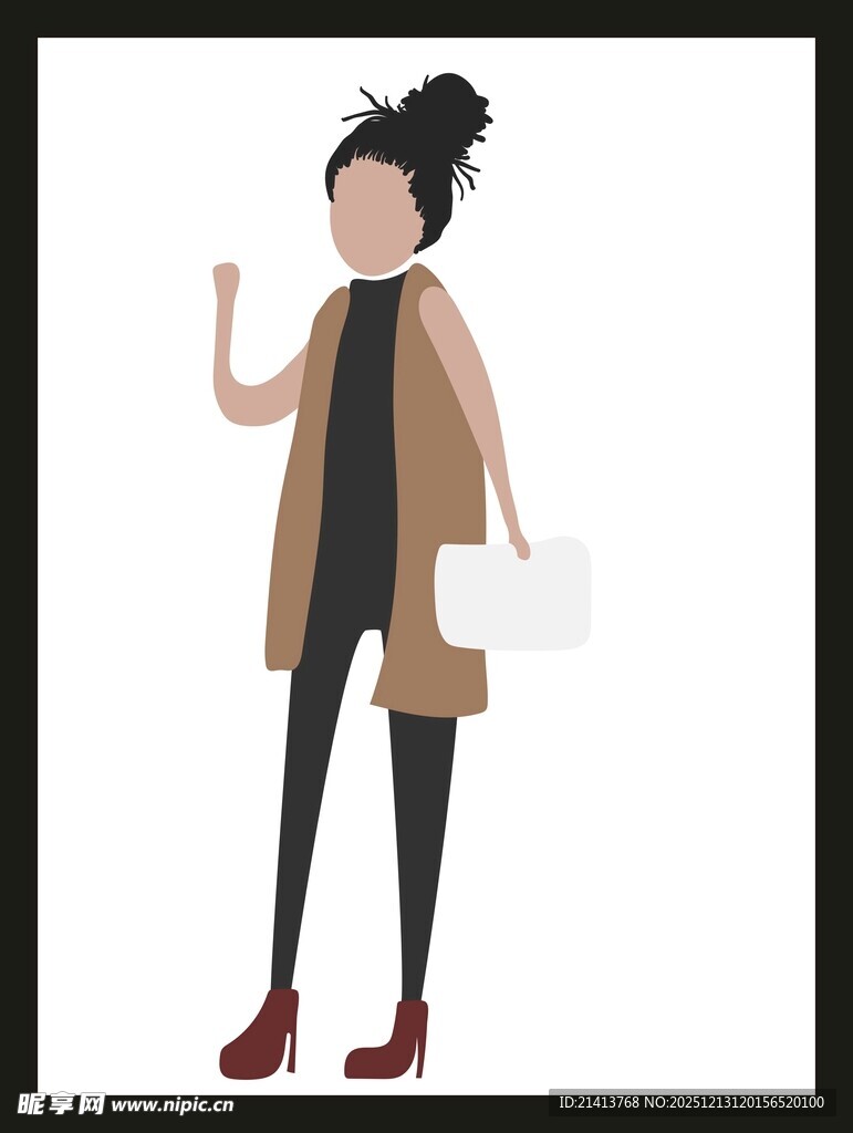 时尚女孩手持白色包包