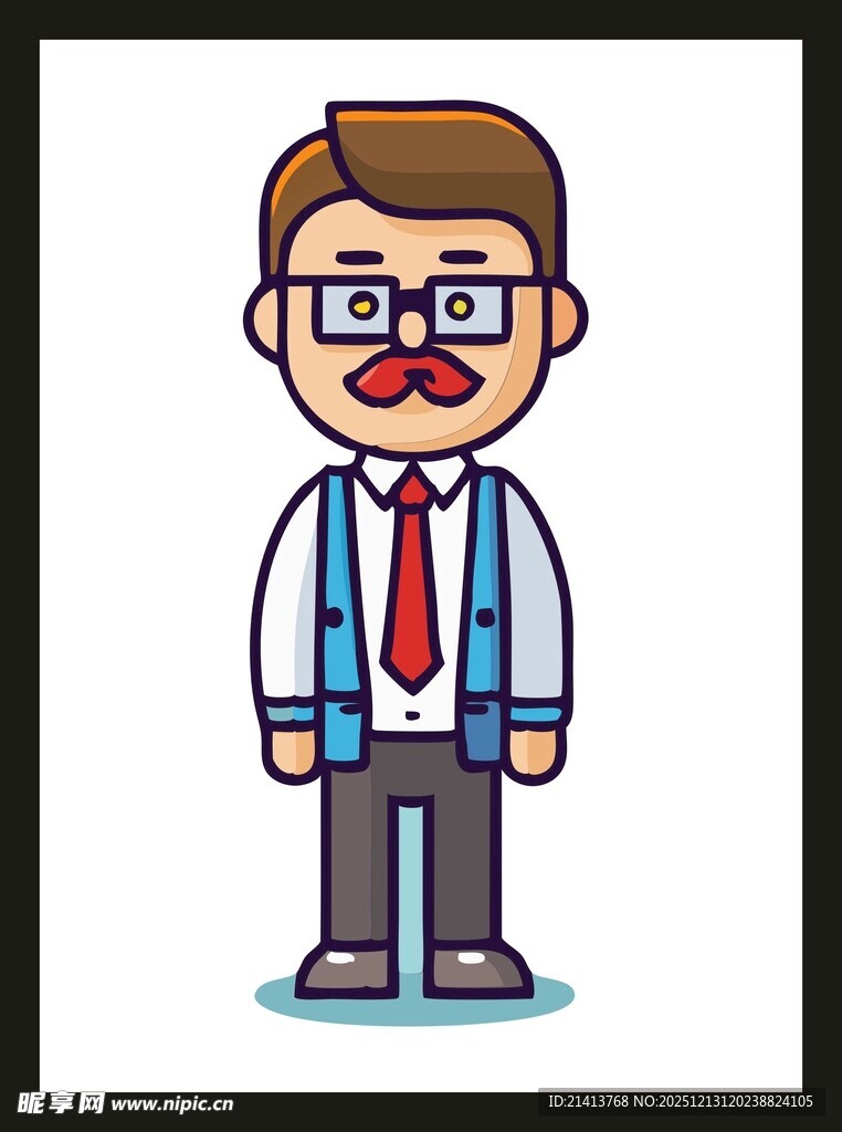 戴眼镜的卡通男士形象