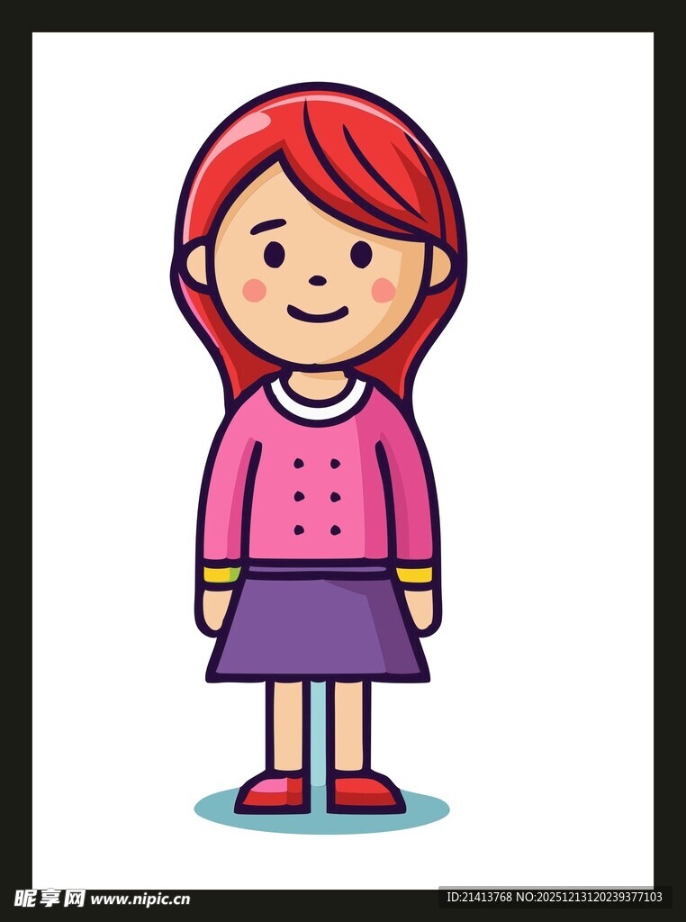 卡通红衣女孩形象