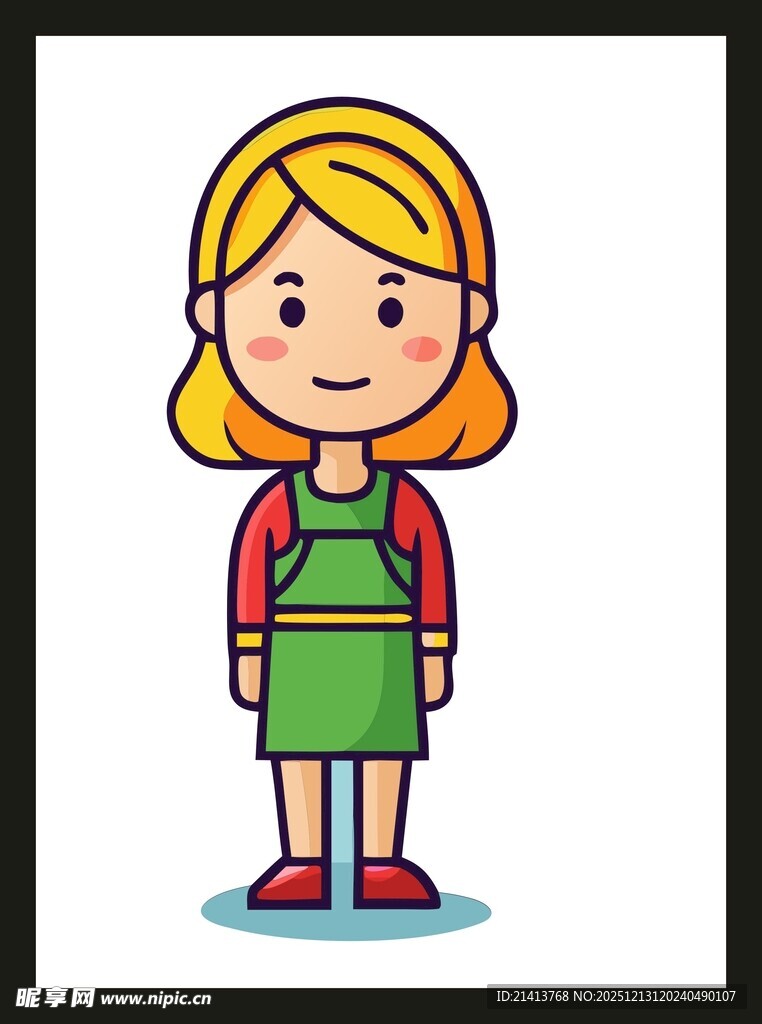 穿围裙的卡通女孩