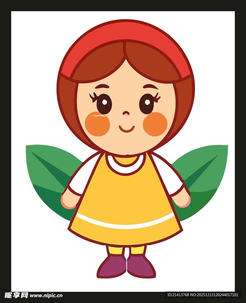 穿黄裙的可爱红发小女孩