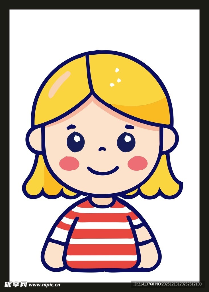 卡通条纹上衣小女孩形象