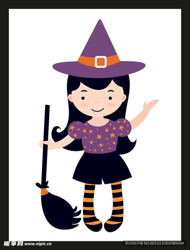 可爱小女巫形象插画