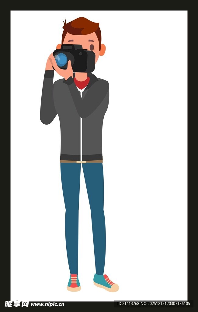 男子手持相机专注拍摄