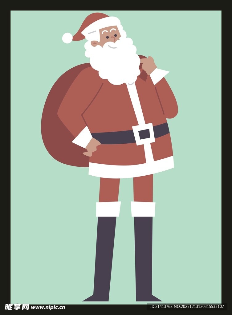 圣诞老人背袋俏皮形象