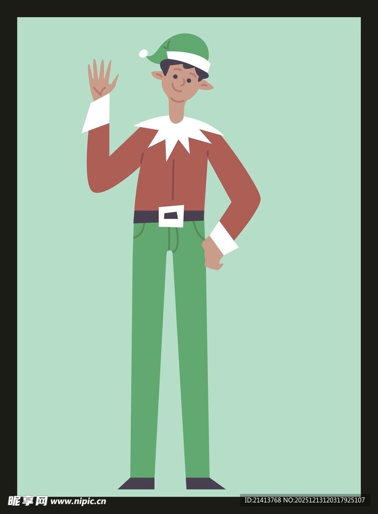 圣诞精灵挥手示意