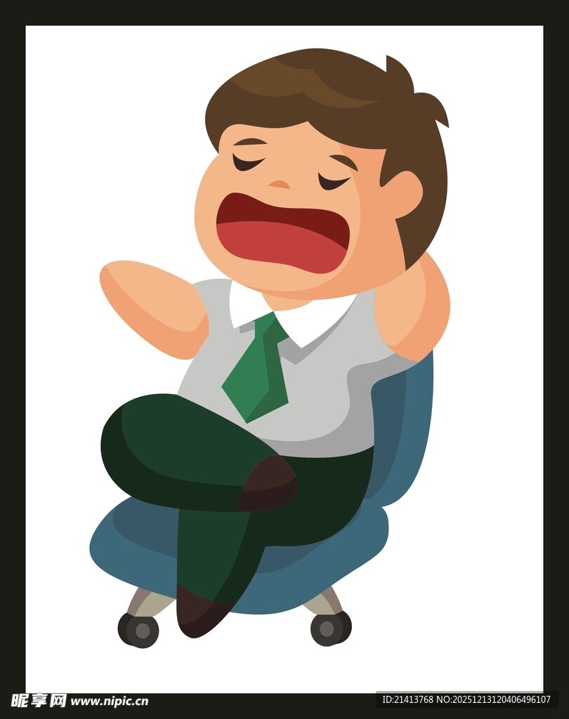 疲惫上班族办公椅上打哈欠