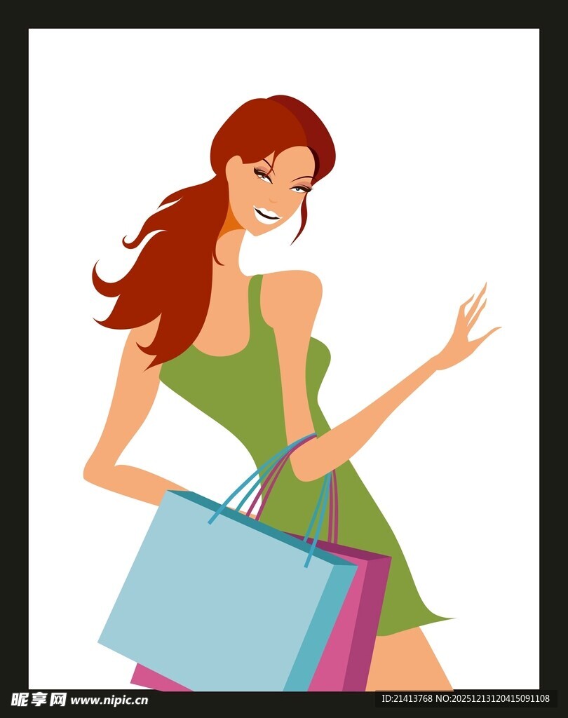 时尚女子手提购物袋