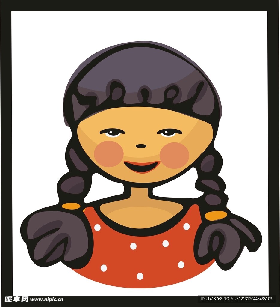 扎双辫的可爱卡通女孩