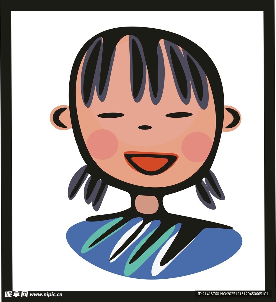 卡通风格微笑小女孩头像