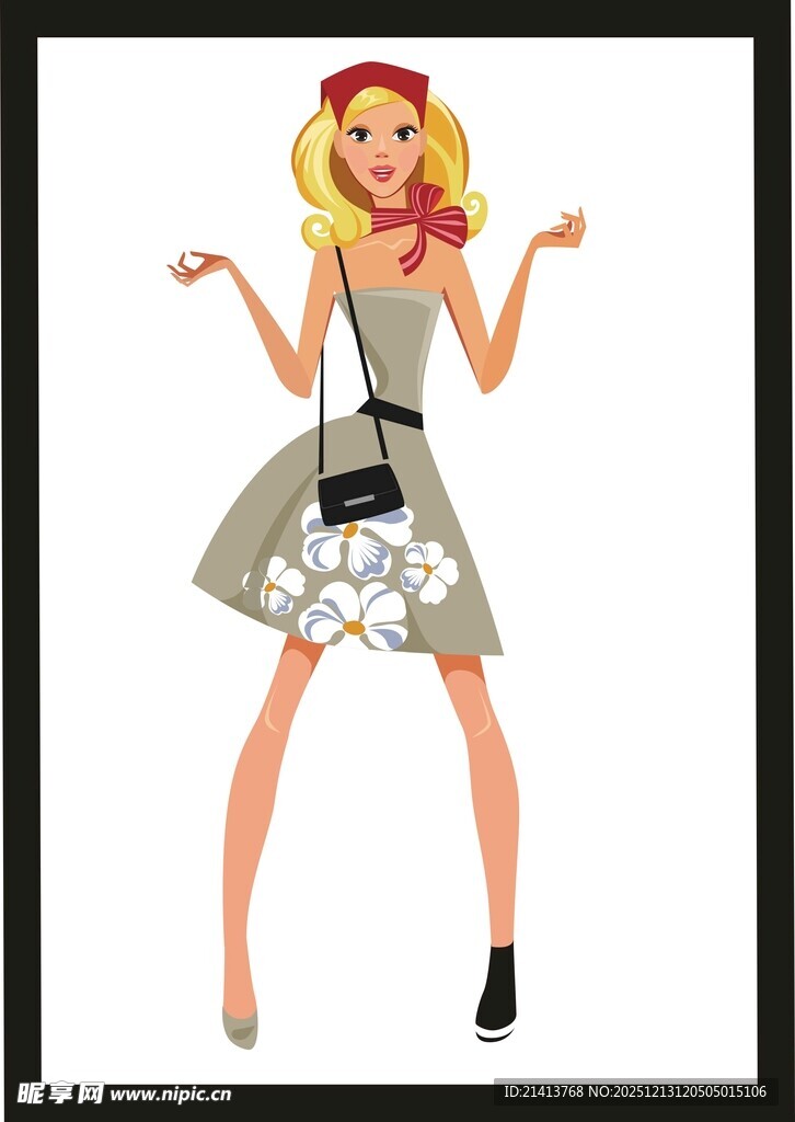 时尚俏皮的挎包女孩