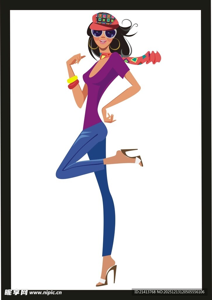 时尚女郎动感姿态展示