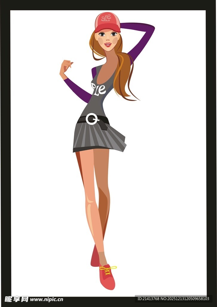 时尚俏皮女孩插画形象