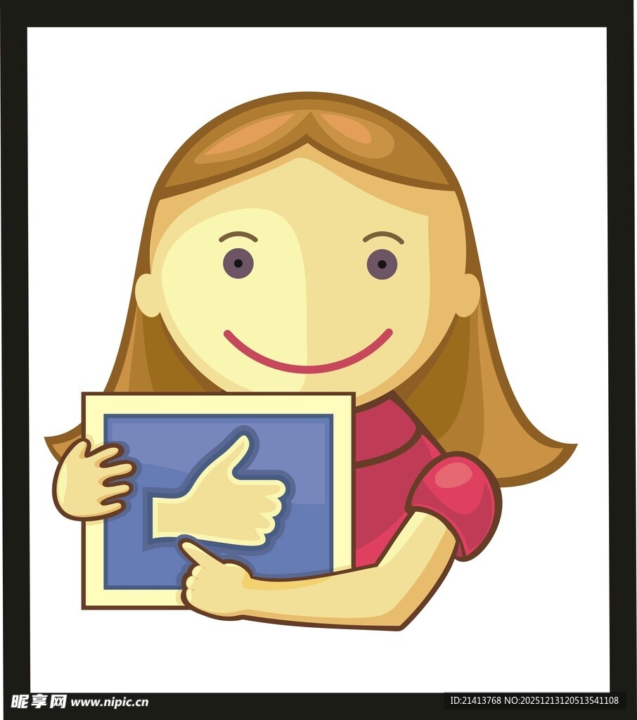 女孩手持平板点赞