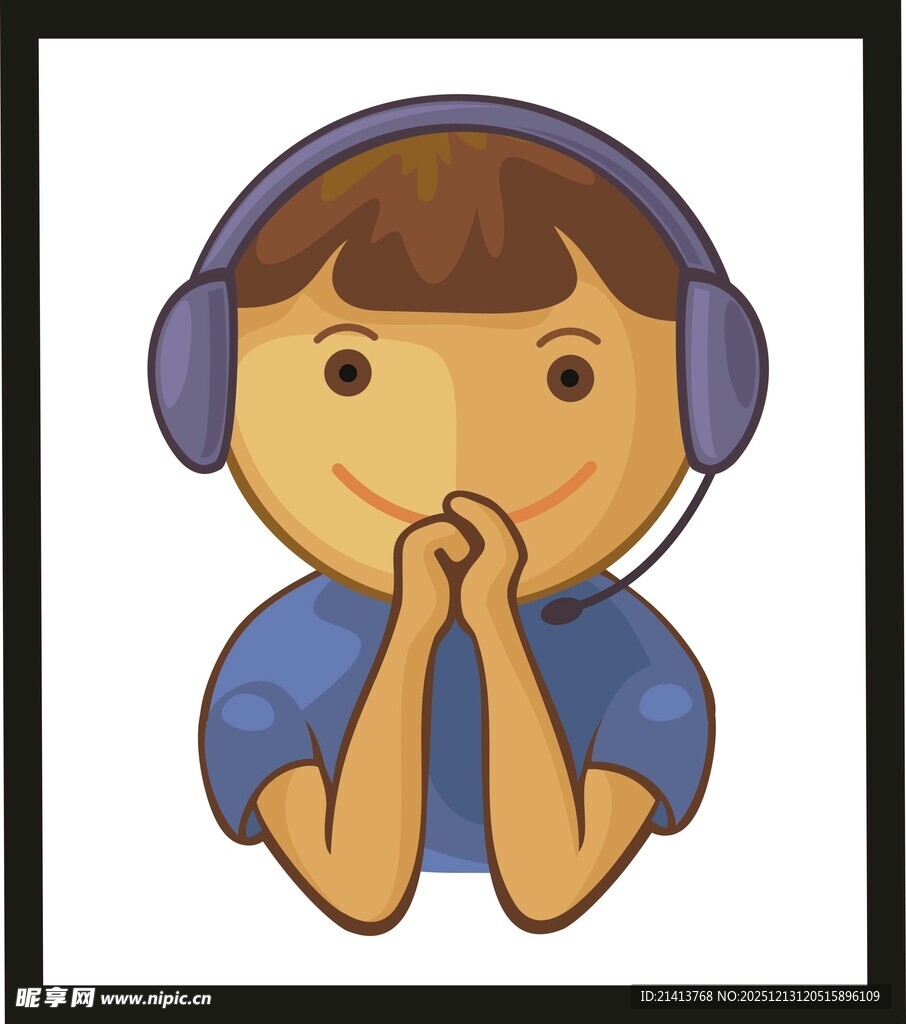 戴耳机的卡通小男孩