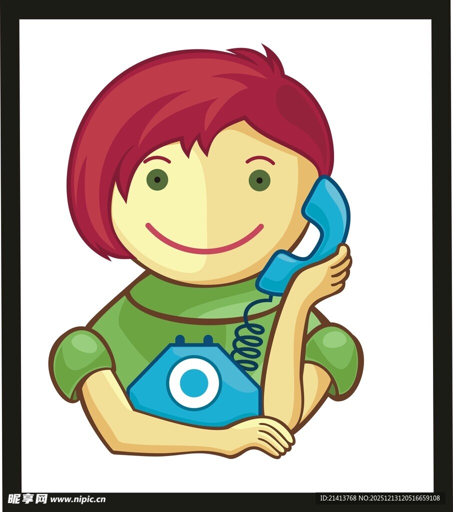 打电话的卡通小孩