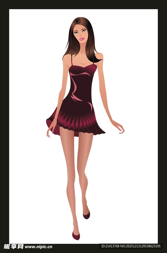 时尚短裙女性模特展示