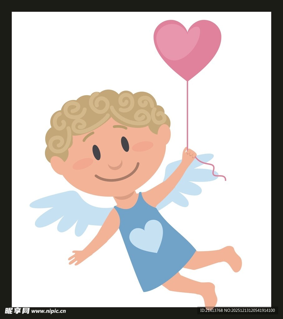 飞翔的小天使与爱心气球