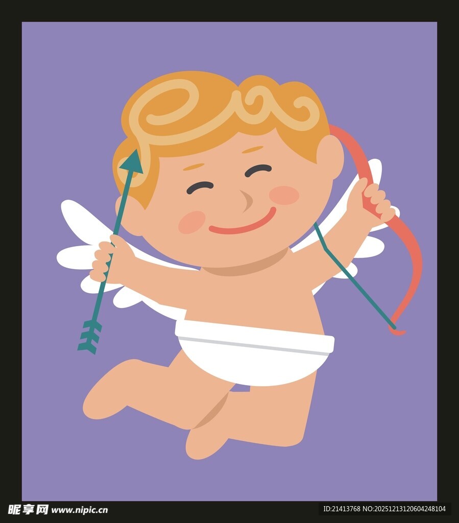 可爱小天使持弓箭飞舞