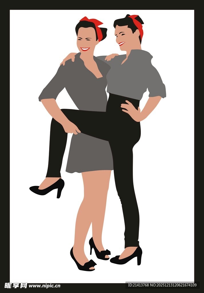 两位女士的亲密搞怪瞬间