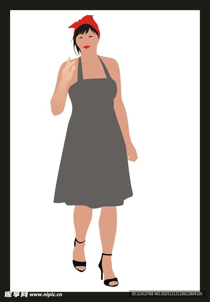 时尚女士穿吊带裙配高跟鞋