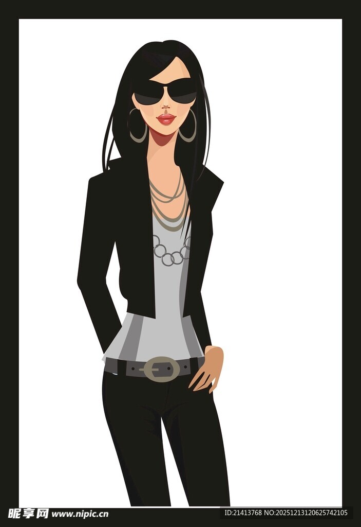 时尚黑衣女士造型展示