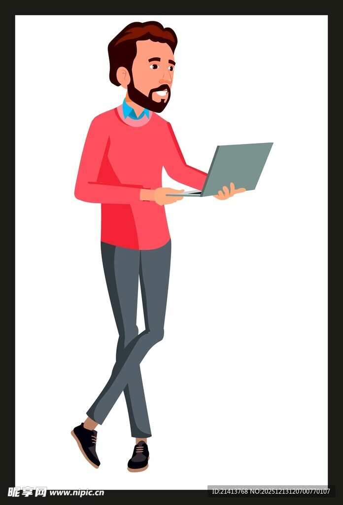手持笔记本电脑的男士形象