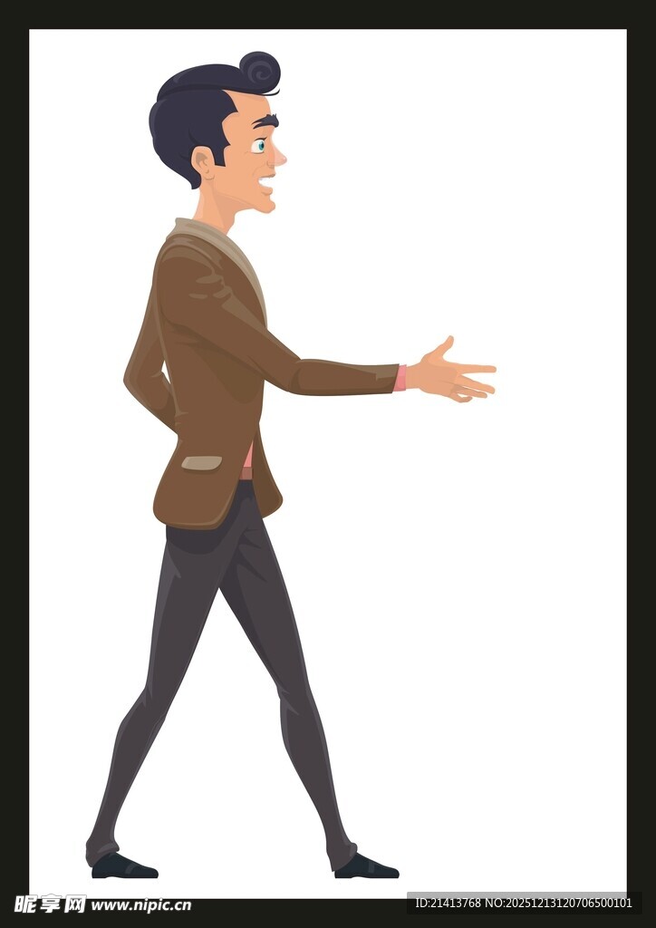 行走中伸手示意的男士