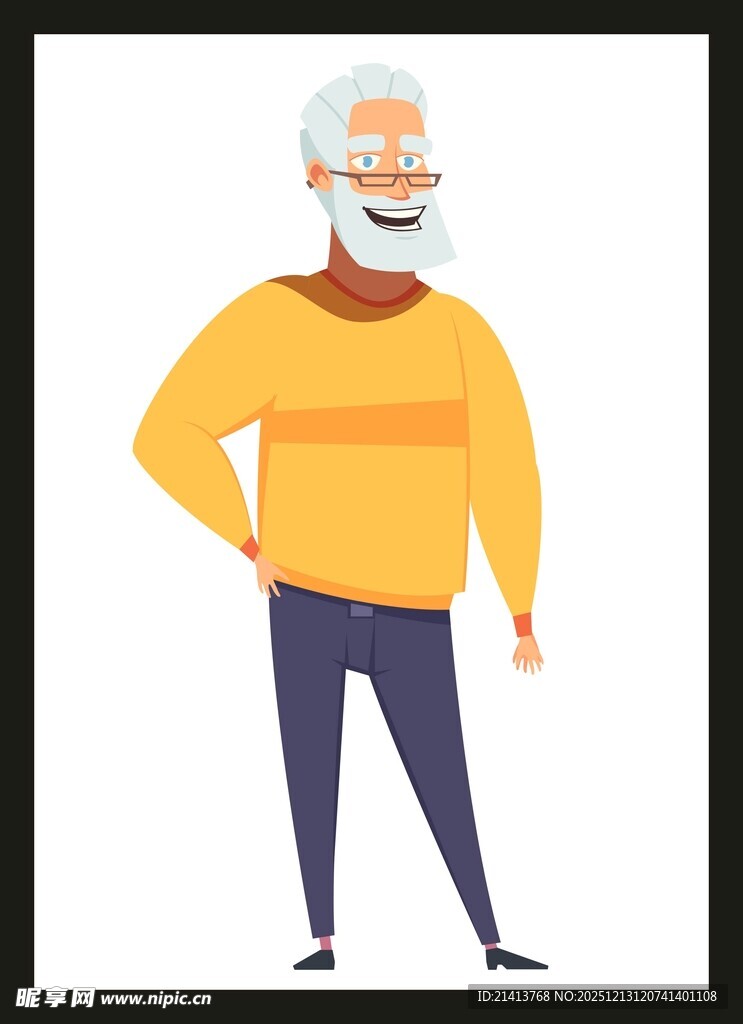 微笑的时髦老年男性