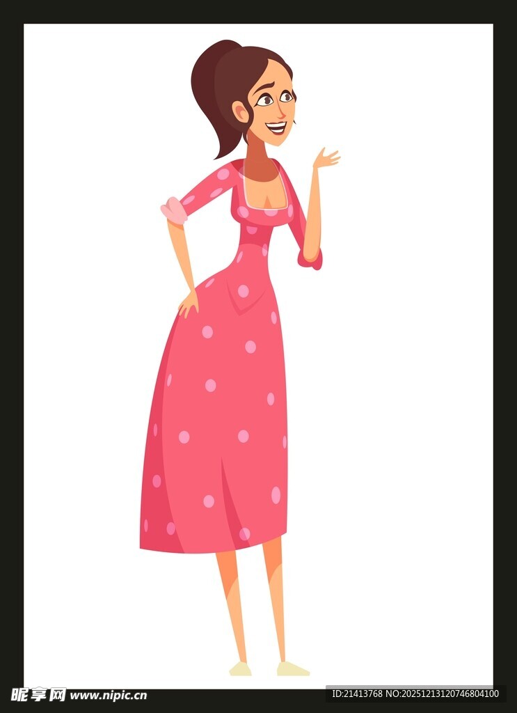 穿粉裙的时尚女士