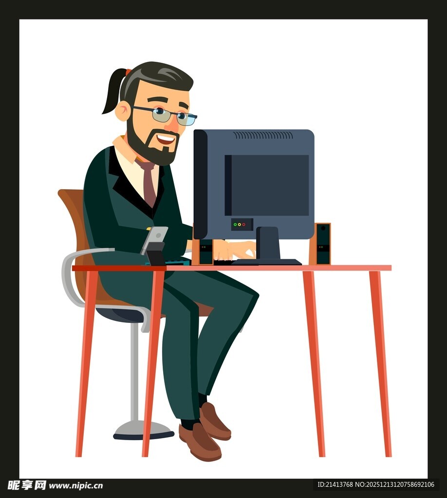 程序员专注电脑前工作