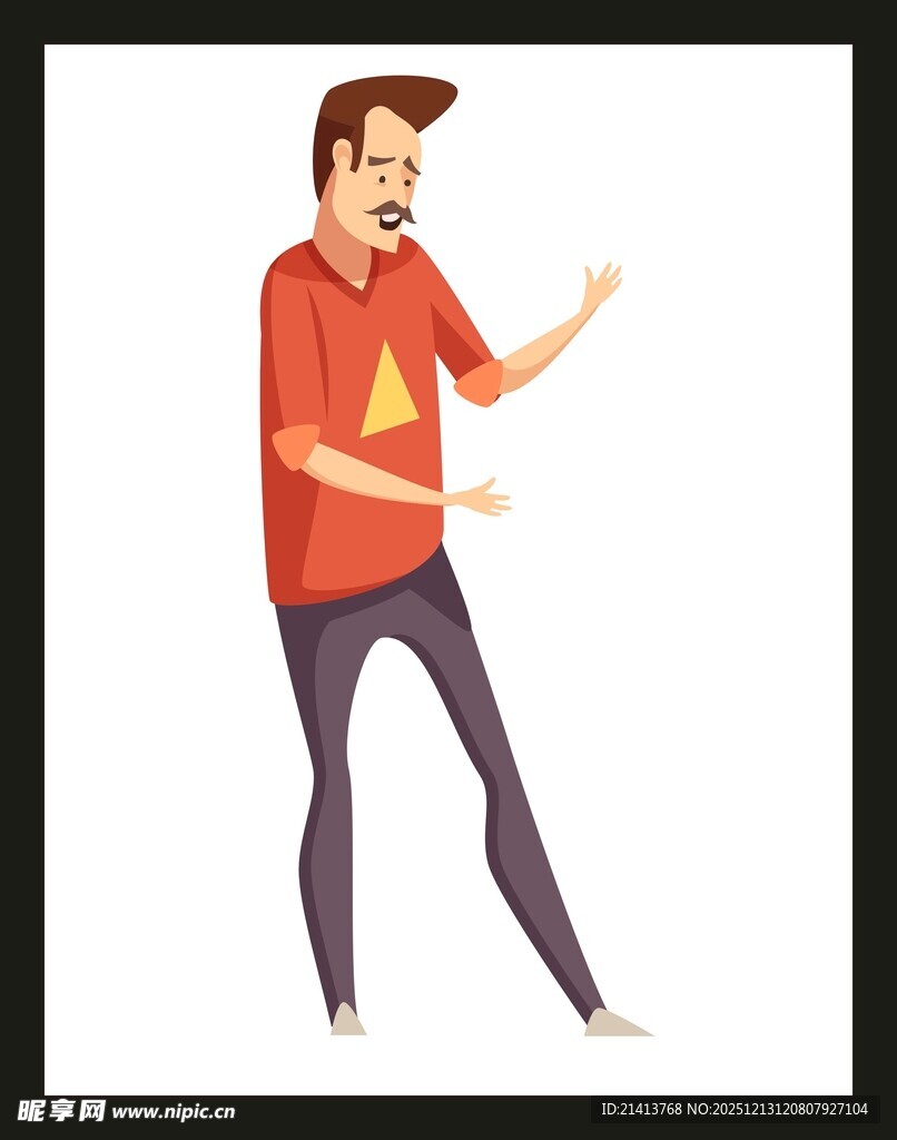 红衣男子活力手势展示