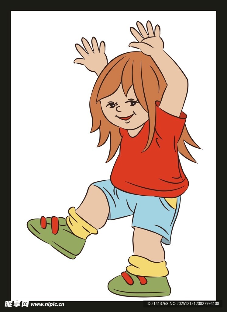 欢快跳舞的红衣小女孩