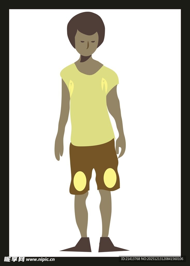 穿黄衣短裤的卡通人物