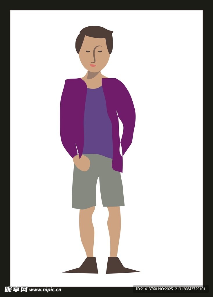 穿紫色外套的休闲男子