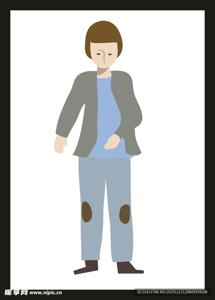 穿着补丁装的时尚男士