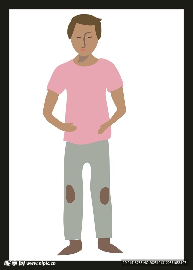 穿破旧衣物的男子形象