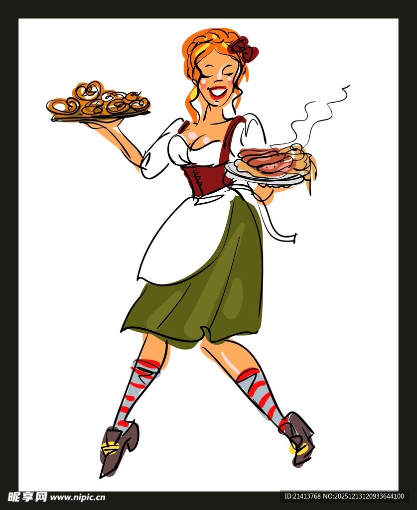 端美食的巴伐利亚风格女子